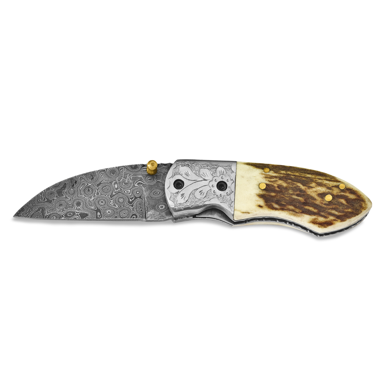 Steel Guard Stag Horn Handle Knife Damascus Steel 256 Layer Folding Blade by Jere, MPN: KN1610, 191…