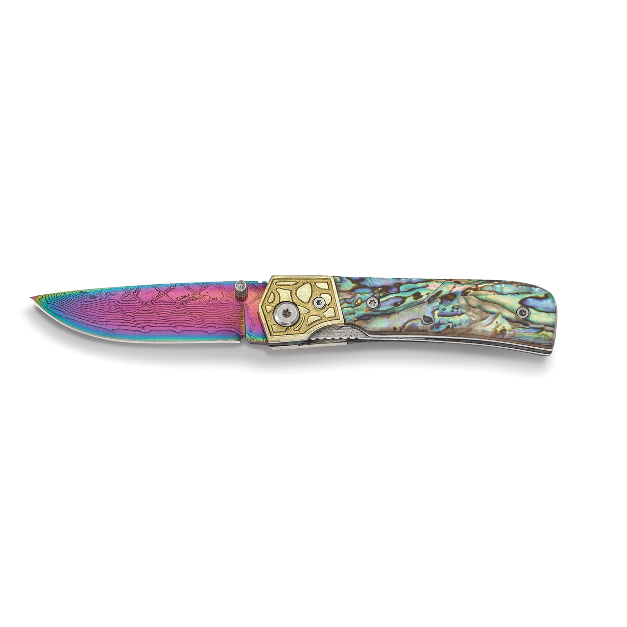 Genuine Abalone Shell Handle Knife Damascus Steel 256 Layer Folding Blade by Jere