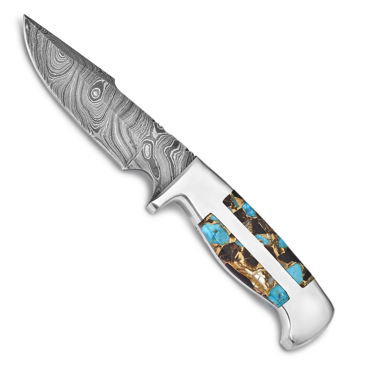 Blade Turquoise AbaloneShell Obsidian Handle Damascus Steel 256 Layer Fixed by Jere, MPN: KN6263, 1…