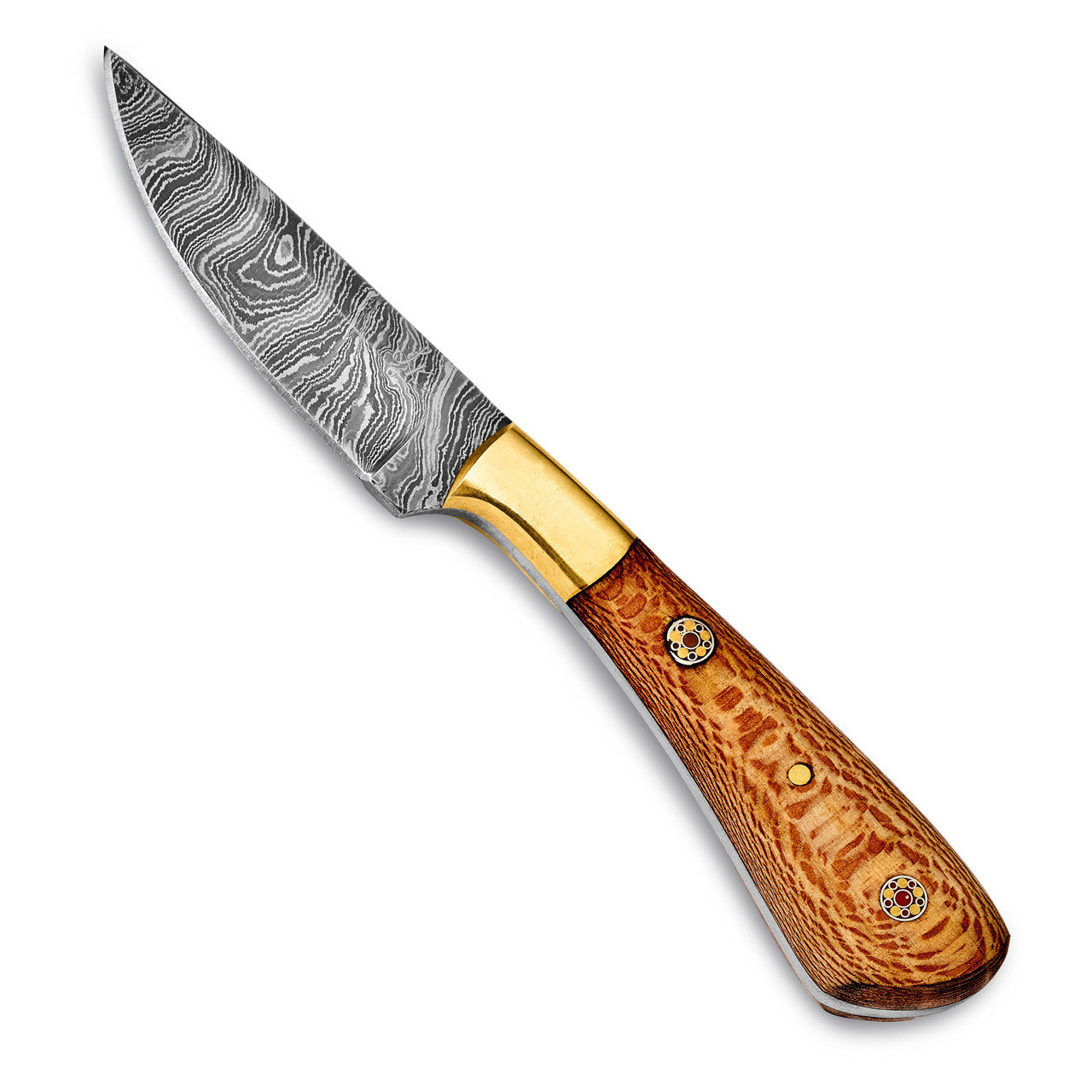 Blade Chinar Wood Mosaic Pin Handle Knife Damascus Steel 256 Layer Fixed by Jere