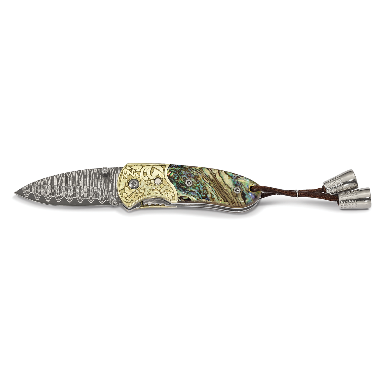 Genuine Abalone Shell Hand Knife Damascus Steel 256 Layer Folding Blade by Jere