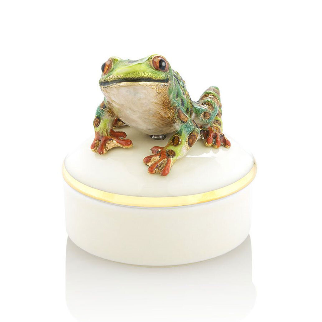 Jay Strongwater Mac Frog Round Porcelain Box Great Gifts SDH7385-280