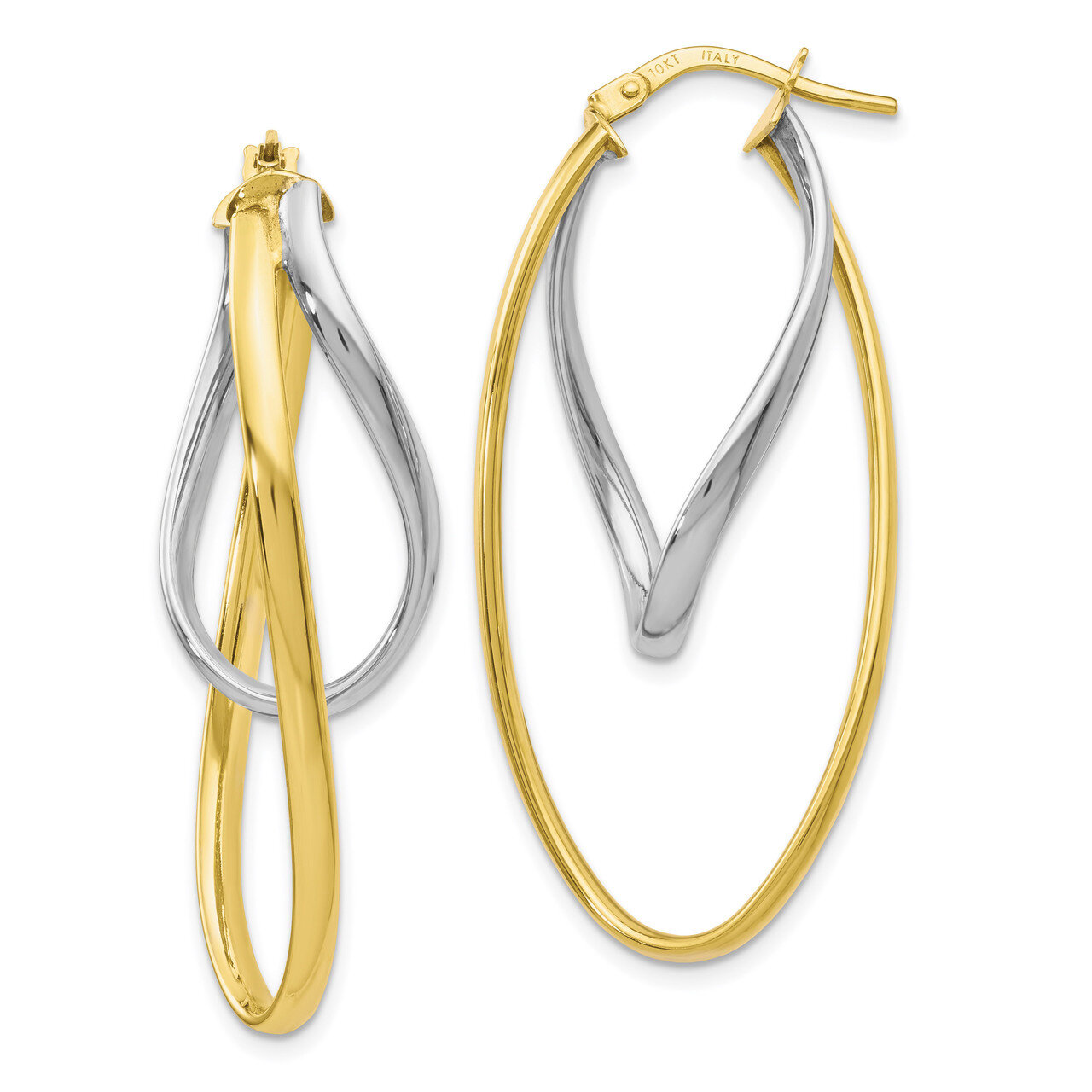Two-Tone Gold Polished Hoop Earrings 10k HB-10LE440