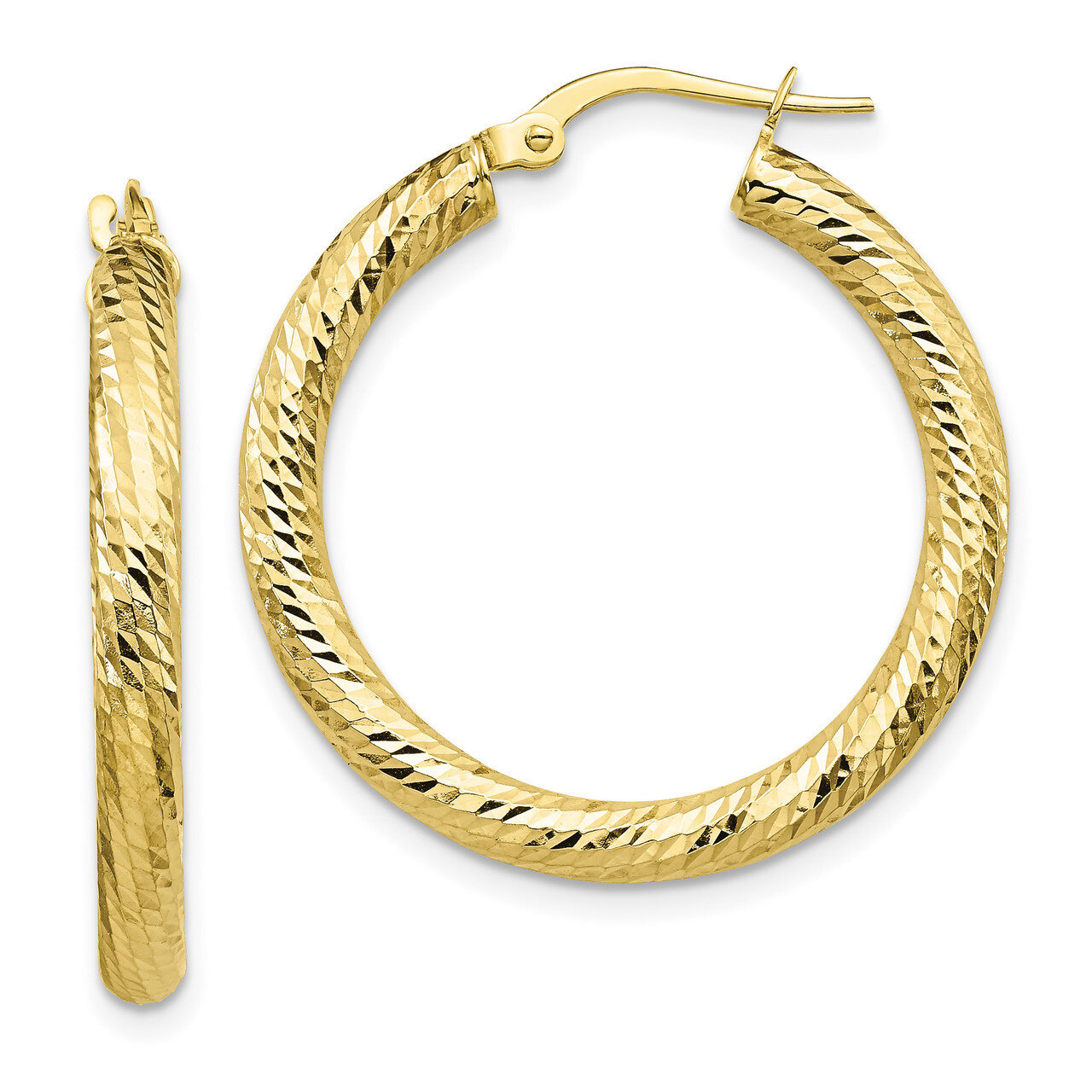 Leslie&#39;s 3x20 Diamond-cut Round Hoop Earrings 10k Gold HB-10LE470, MPN: 10LE470, 191101737756