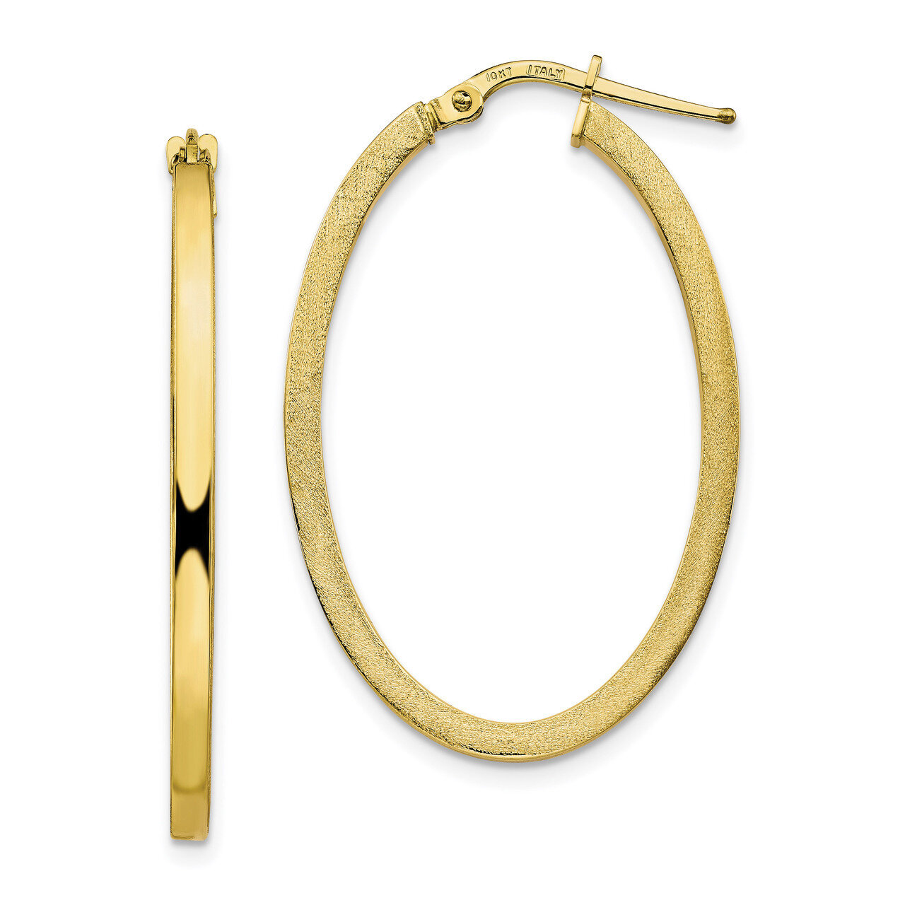 Leslie&#39;s Brushed Polished Oval Hoop Earrings 10k Gold HB-10LE481, MPN: 10LE481, 191101498947