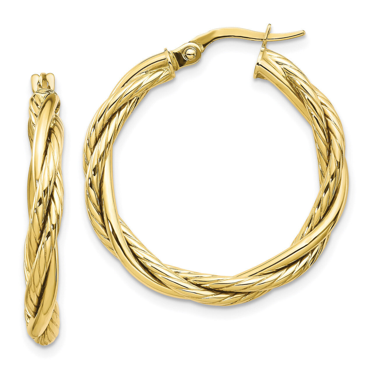 Twisted Hoop Earrings 10k Gold Polished HB-10LE492
