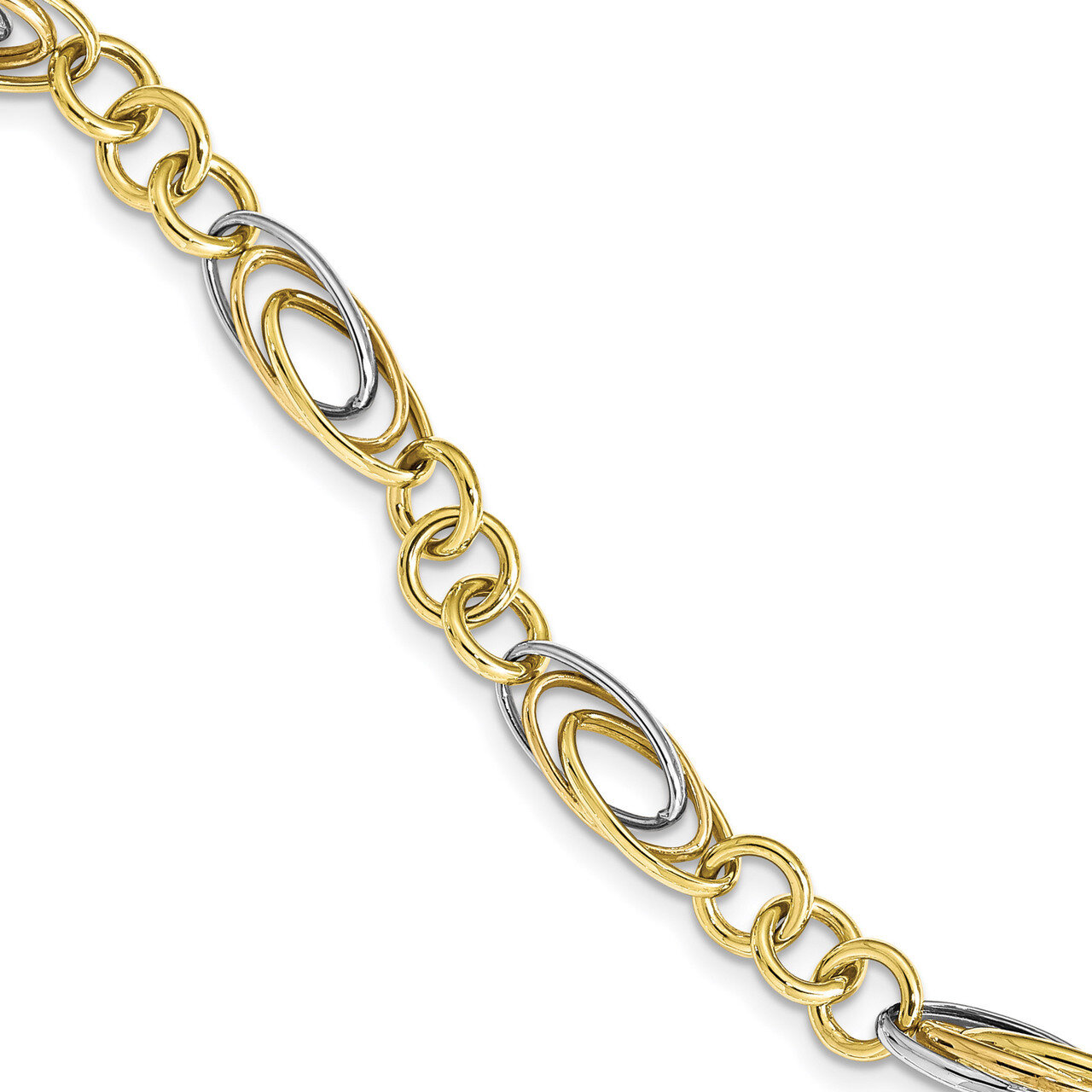 Leslie&#39;s White Rose Rhodium Fancy Link Bracelet 10k Gold HB-10LF576-7.5, MPN: 10LF576-7.5, 19110174…