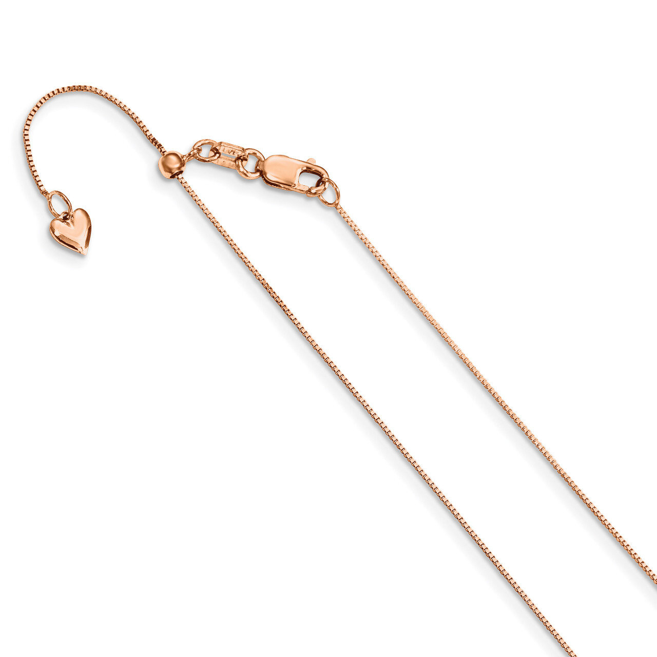 22 Inch Adjustable .55mm Baby Box Chain 14k Rose Gold HB-1337-22