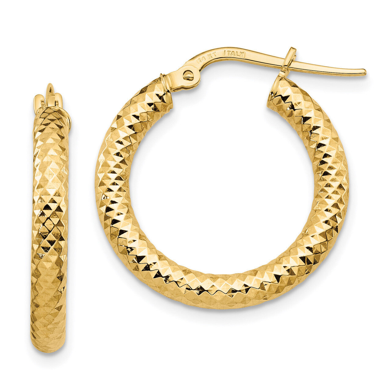 Leslie&#39;s 3x15 Hoop Earrings 14k Gold Diamond-cut Round HB-LE1731, MPN: LE1731, 191101737732
