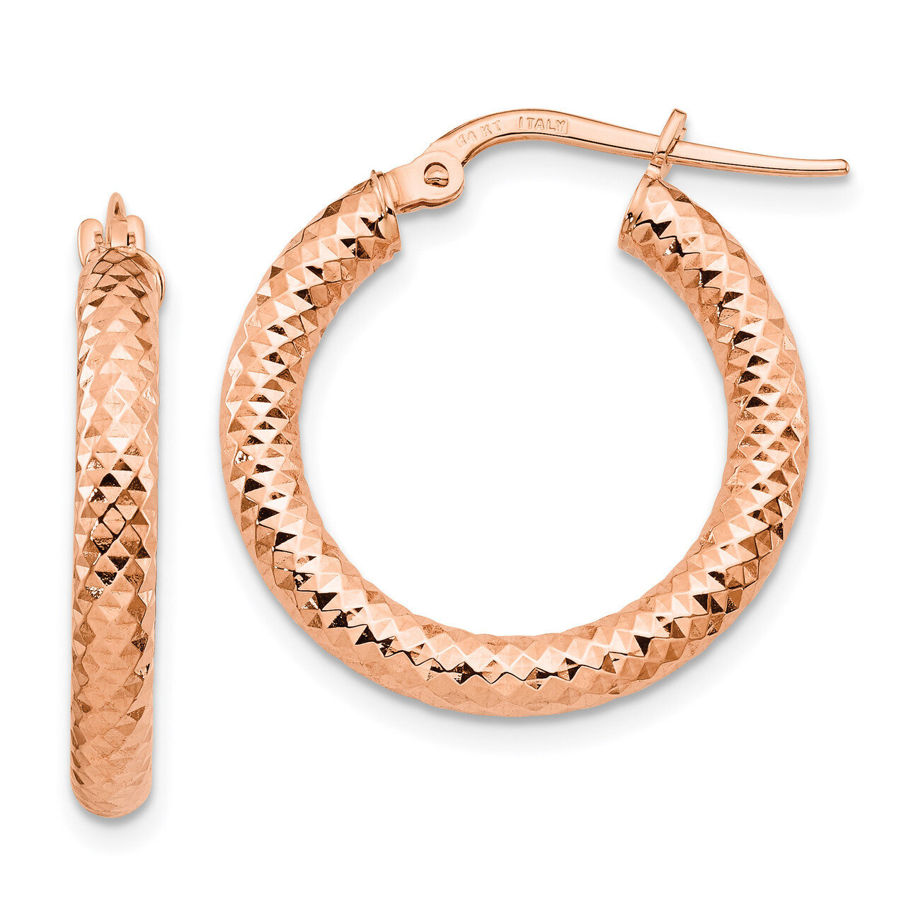 Leslie&#39;s 3x15 Round Hoop Earrings 14k Rose Gold Diamond-cut HB-LE1731R, MPN: LE1731R, 191101022159