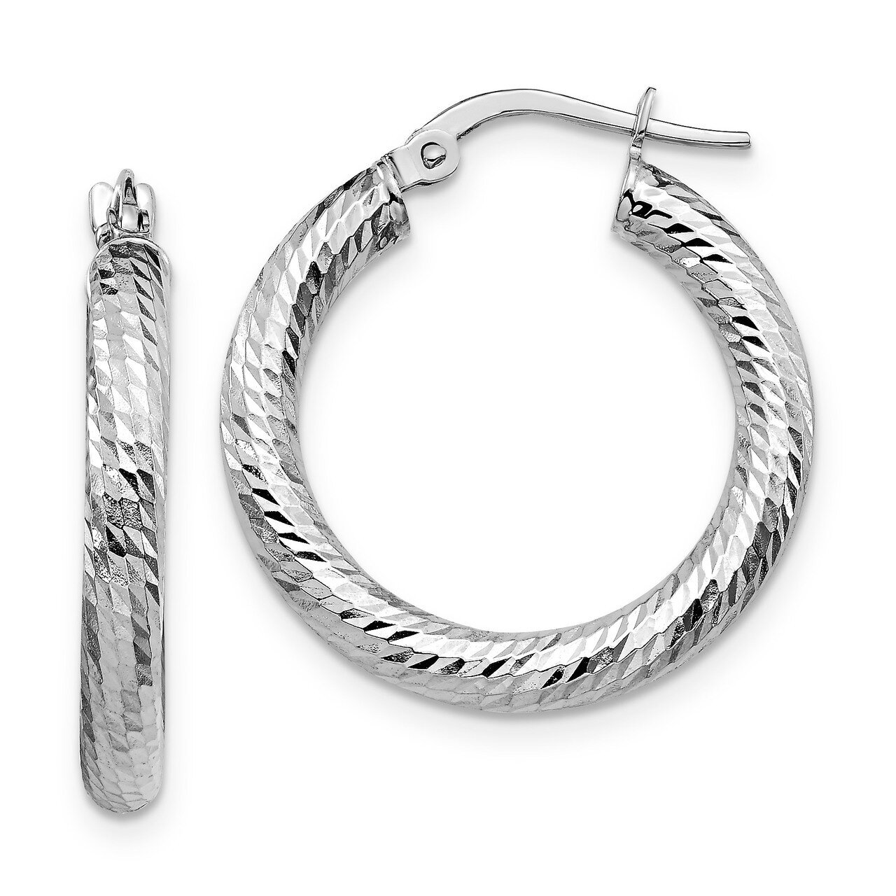 Leslie&#39;s 3x15 Round Hoop Earrings 14k White Gold Diamond-cut HB-LE1749W, MPN: LE1749W, 191101735998