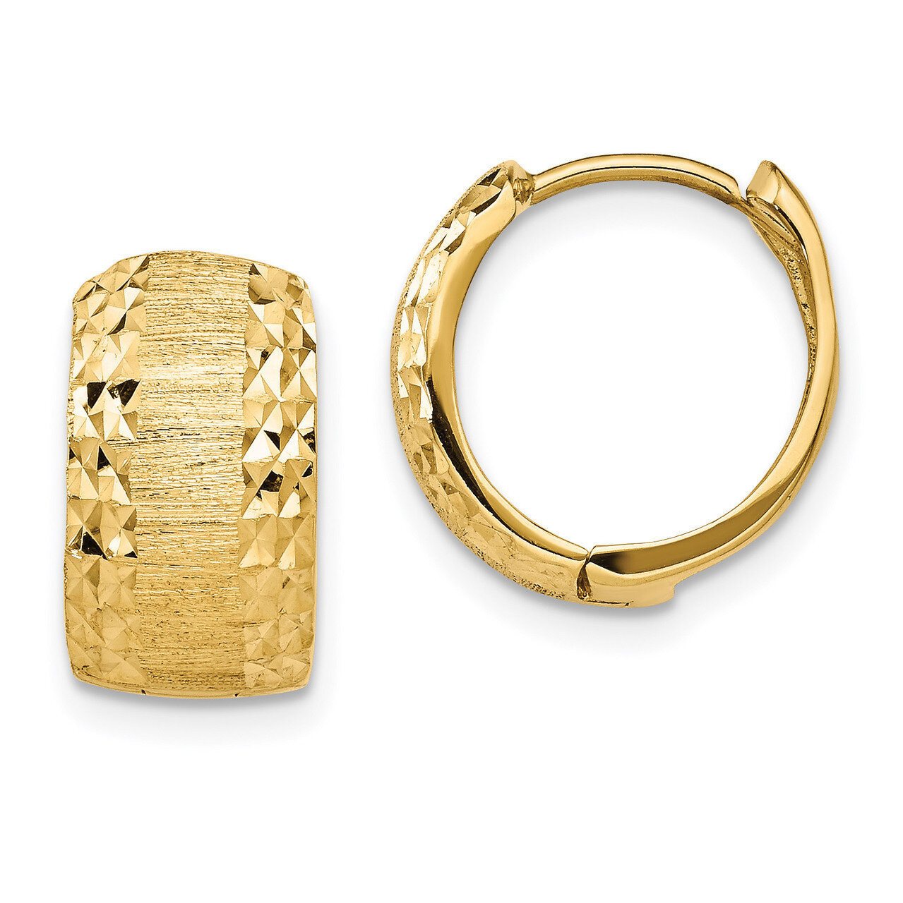 Leslie&#39;s Textured Diamond-cut Hinged Hoop Earrings 14k Polished Gold HB-LE1776, MPN: LE1776, 191101…