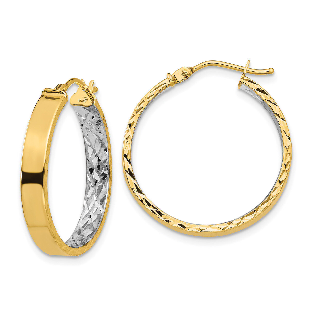 Leslie&#39;s White Rhodium Polished Diamond-cut Hoop Earrings 14k Gold HB-LE1801, MPN: LE1801, 19110173…