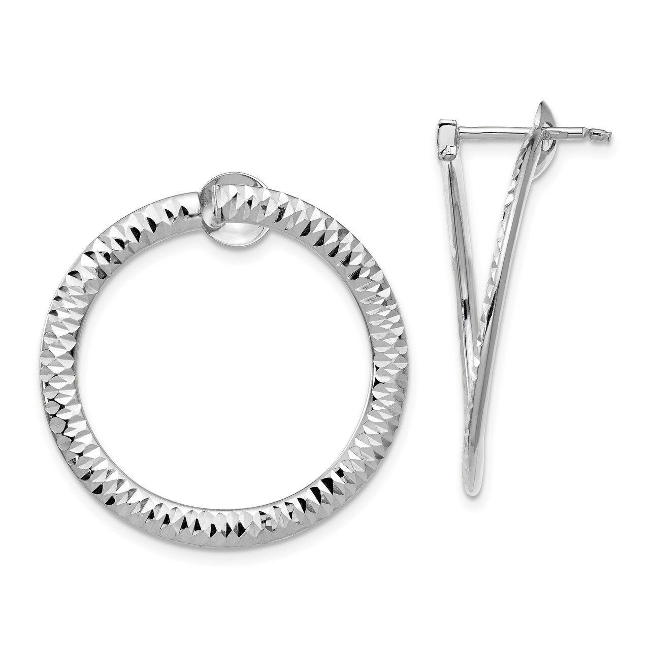 Leslie&#39;s Diamond-cut Flexible Post Hoop Earrings 14k Polished White Gold HB-LE1805W, MPN: LE1805W,