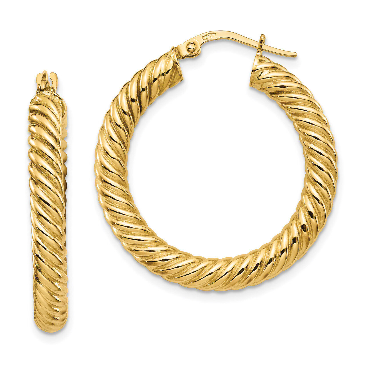 Hoop Earrings 14k Gold Polished Twisted HB-LE1813