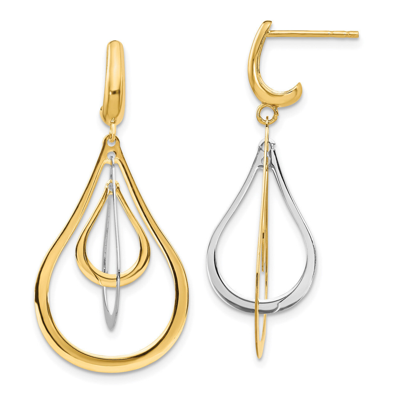 Leslie&#39;s Polished Post Dangle Earrings 14k Two-tone Gold HB-LE1820, MPN: LE1820, 191101736292