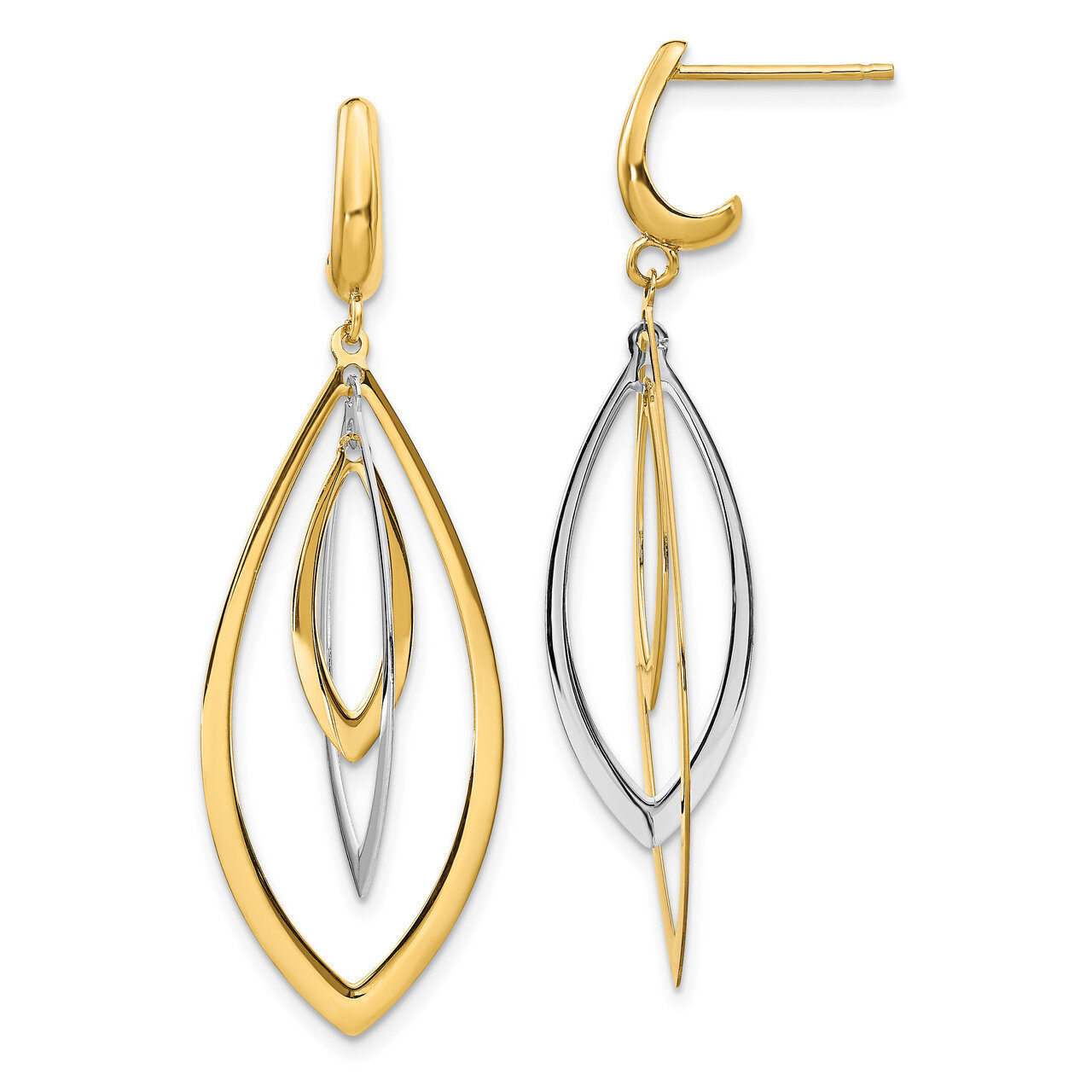Leslie&#39;s Polished Post Dangle Earrings 14k Two-tone Gold HB-LE1821, MPN: LE1821, 191101736285