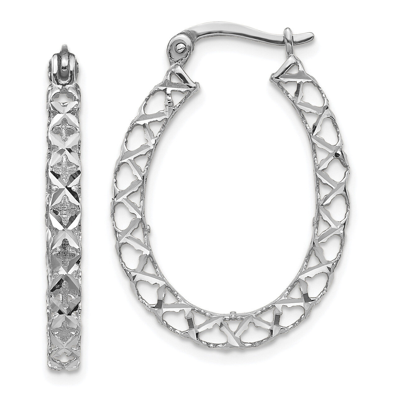 Leslie&#39;s Diamond-cut Hollow Hoop Earrings 14k Polished White Gold HB-LE1825W, MPN: LE1825W, 1911017…