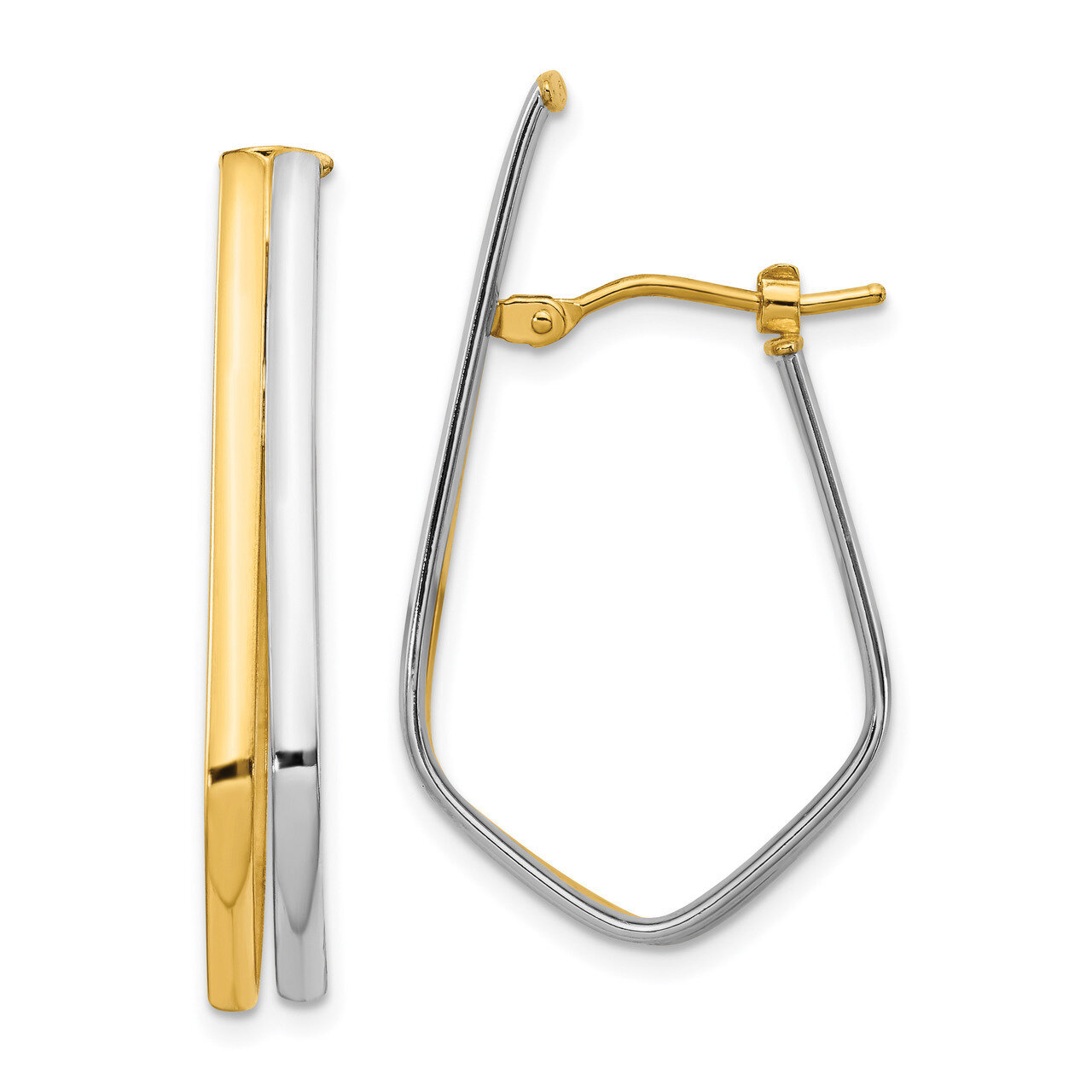 Polished Fancy Hoop Earrings 14k Two-tone Gold HB-LE1834