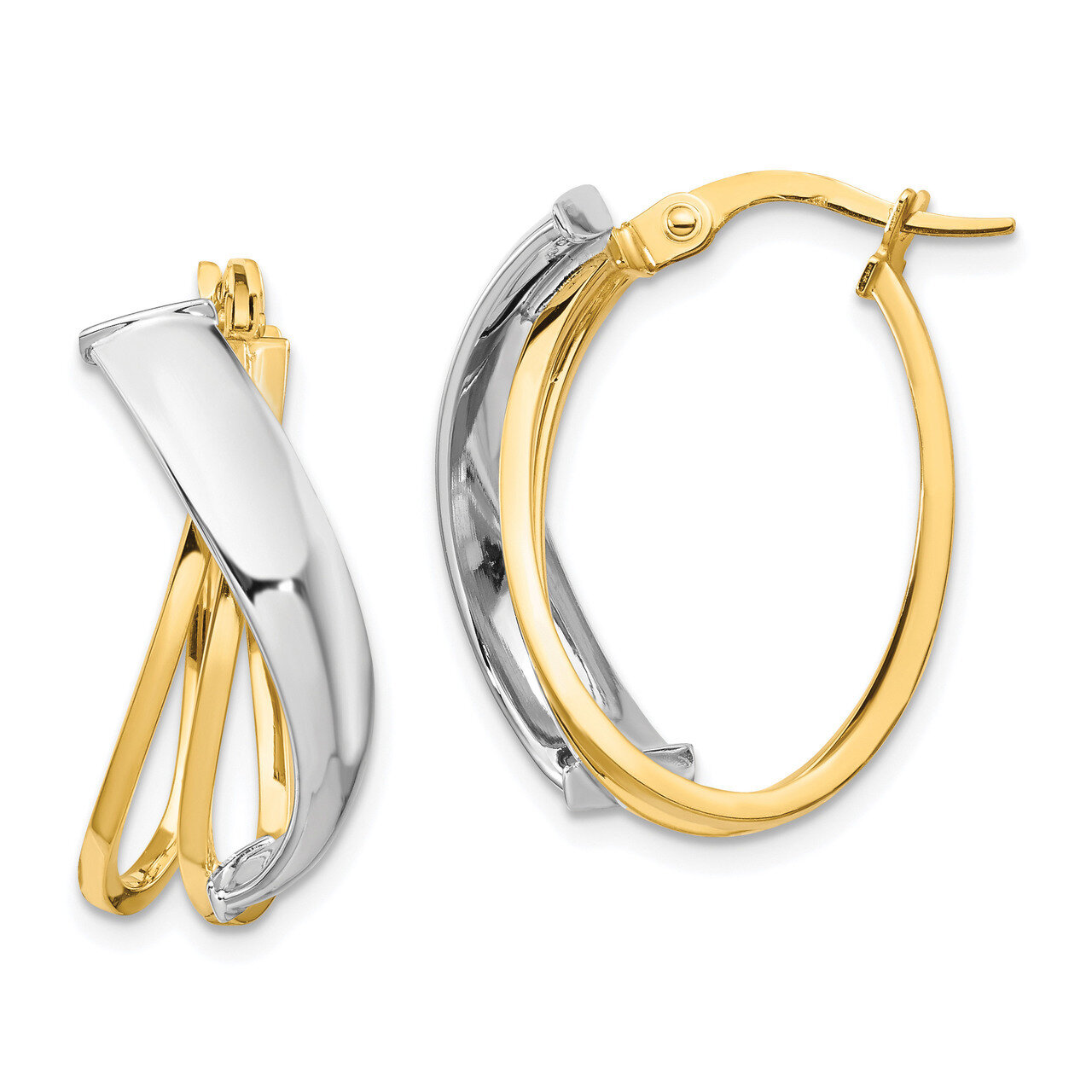 Leslie&#39;s Polished Oval Hoop Earrings 14k Two-tone Gold HB-LE1844, MPN: LE1844, 191101736636