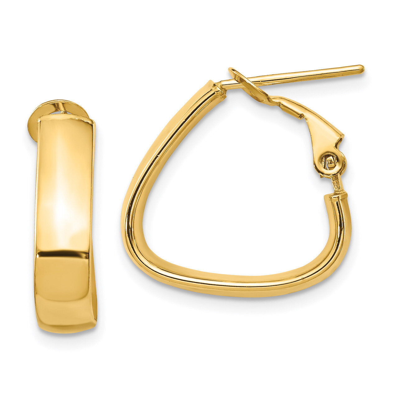 Leslie&#39;s 5mm Triangle Omega Back Hoop Earrings 14k Gold High Polished HB-LE1884, MPN: LE1884, 19110…