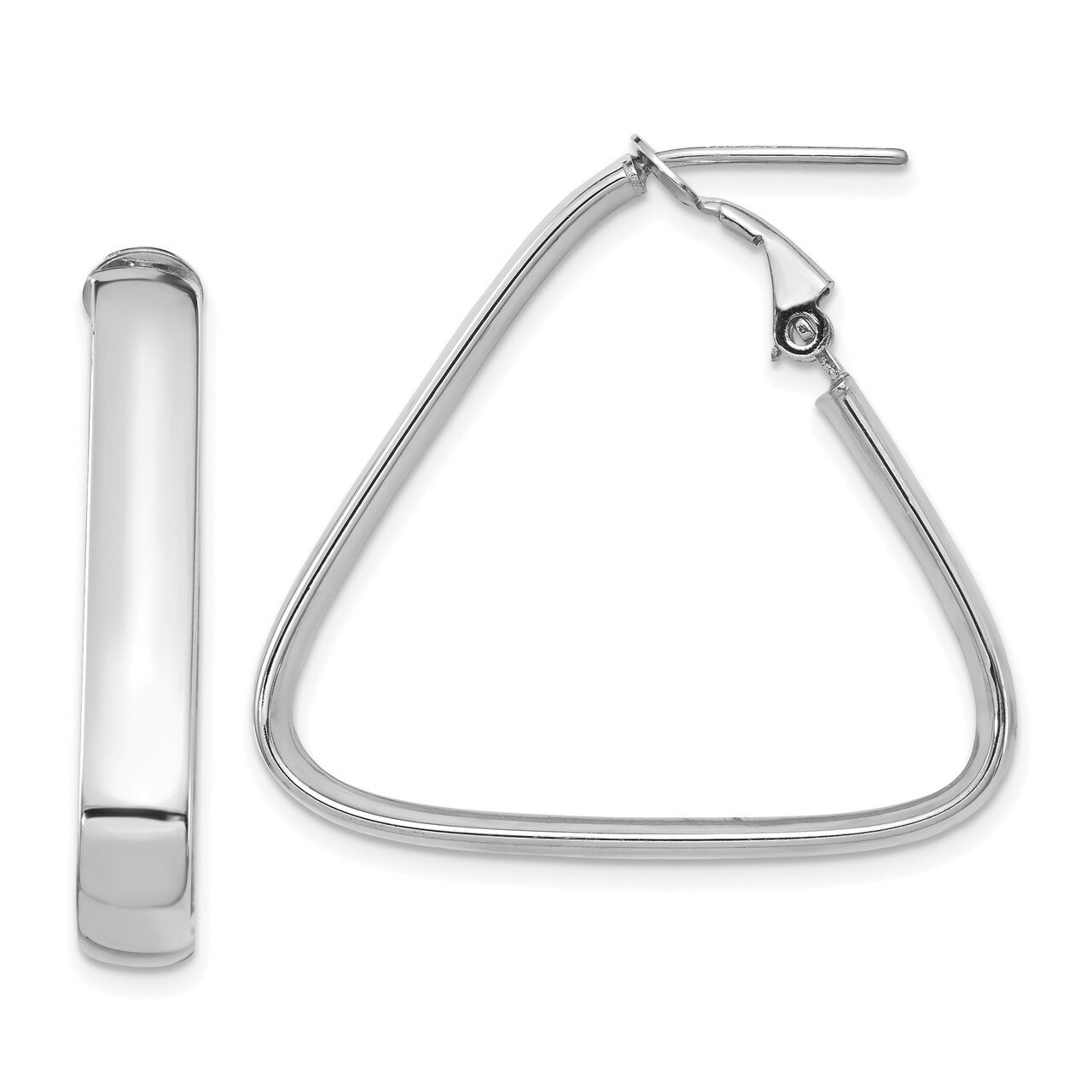 Leslie&#39;s 5mm Triangle Omega Back Hoop Earrings 14k White Gold HB-LE1885W, MPN: LE1885W, 191101734816