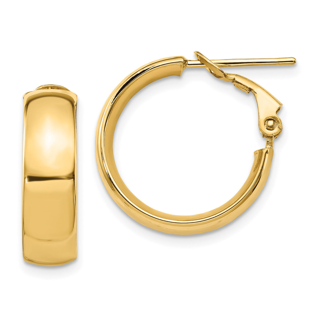 Leslie&#39;s 6mm Omega Back Hoop Earrings 14k Gold High Polished HB-LE1889, MPN: LE1889, 886774128450