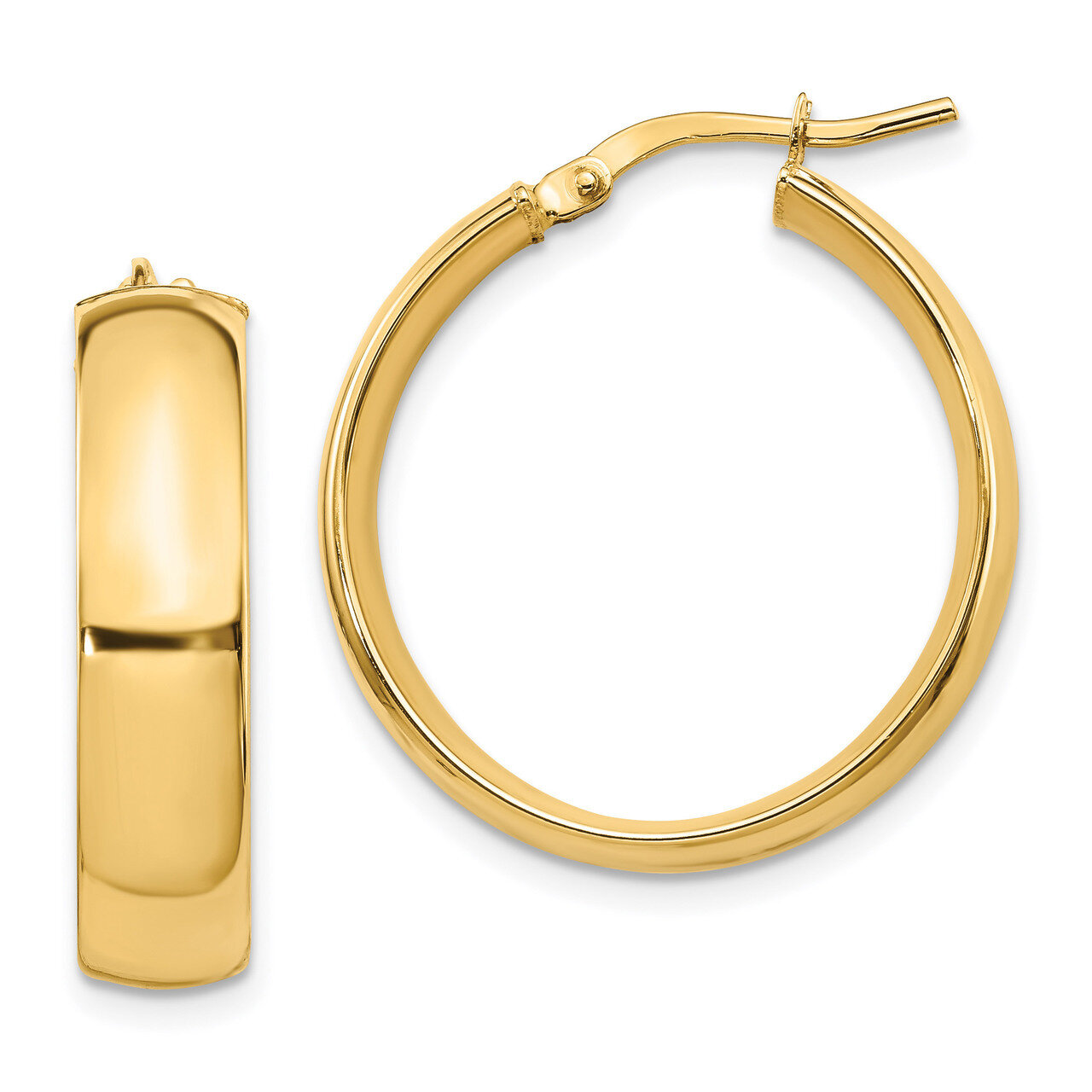 6mm Hoop Earrings 14k Gold High Polished HB-LE1890