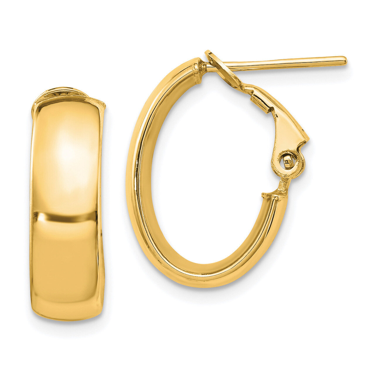 Leslie&#39;s 6mm Oval Omega Hoop Earrings 14k Gold High Polished HB-LE1904, MPN: LE1904, 191101735530