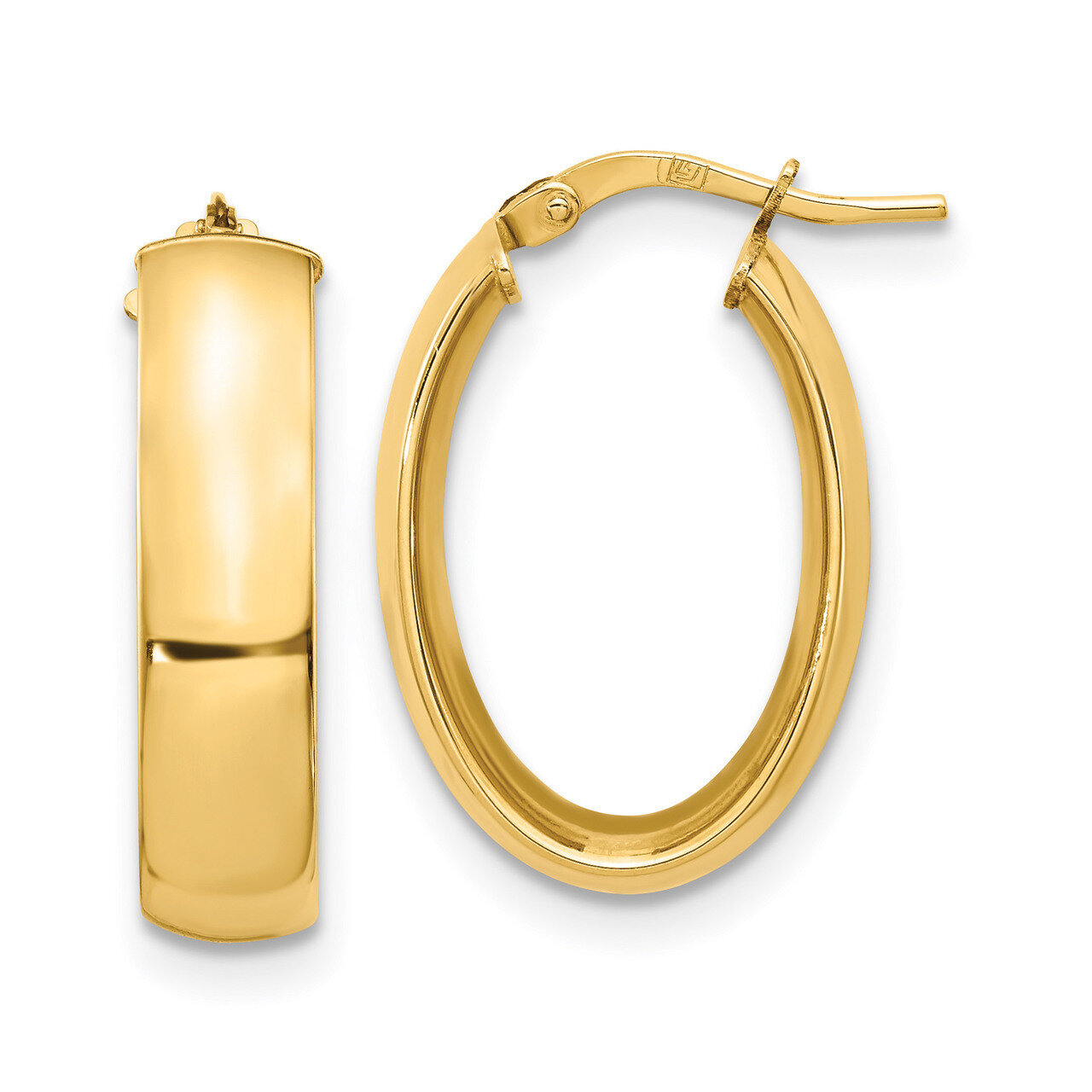 6mm Oval Hoop Earrings 14k Gold High Polished HB-LE1938
