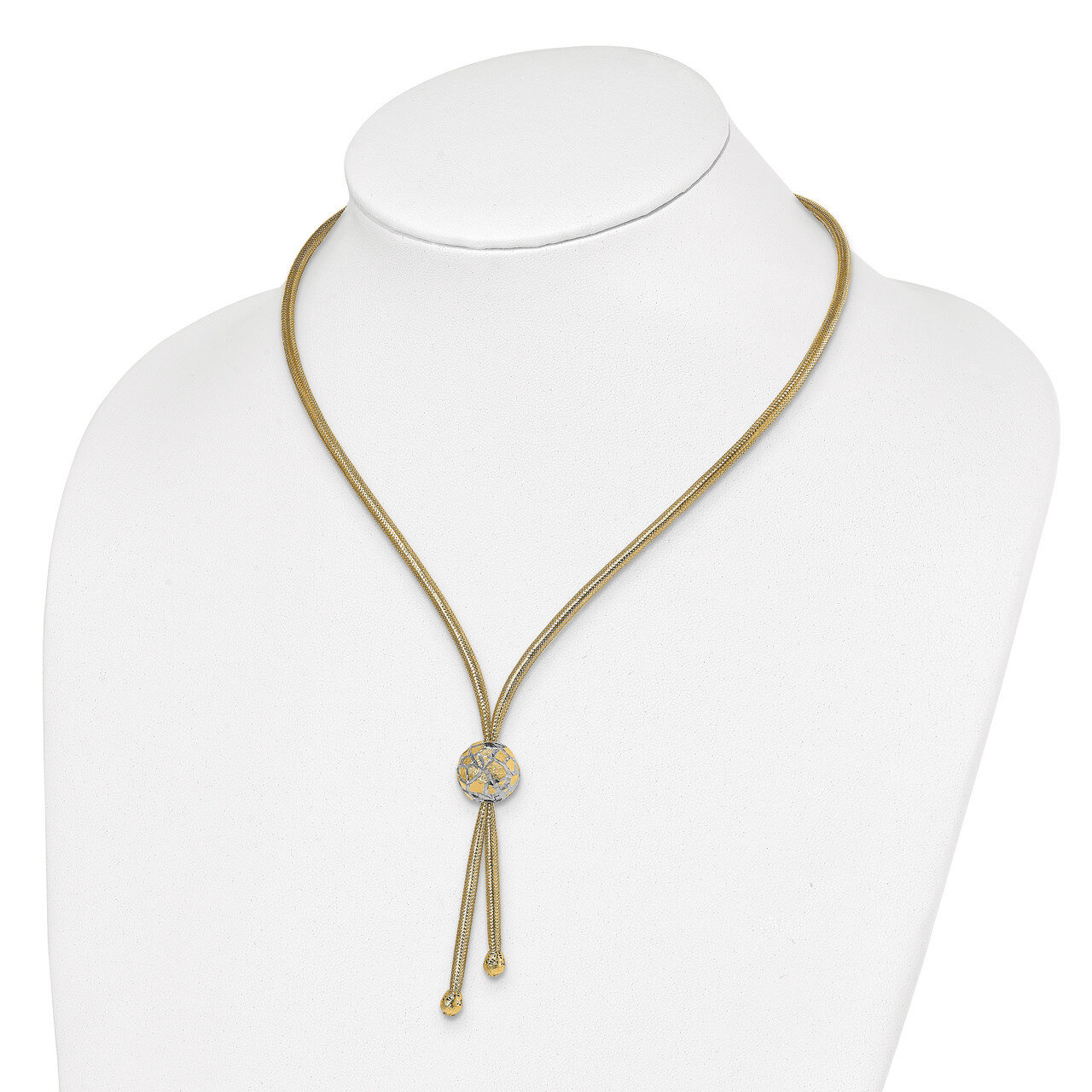 Leslie&#39;s White Rhodium Polished Diamond-cut Mesh Necklace 14k Gold HB-LF1160-18, MPN: LF1160-18, 19…