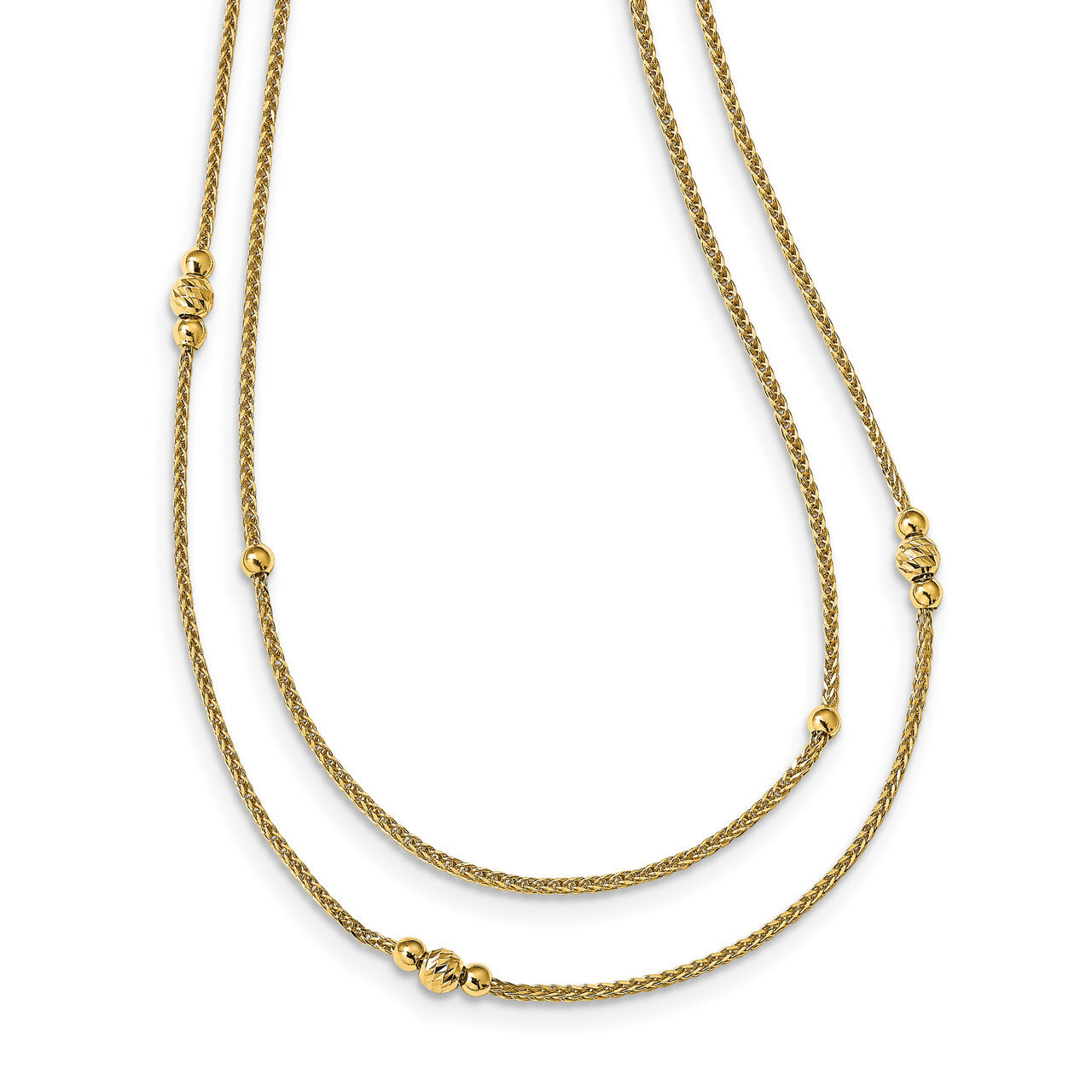 Leslie&#39;s 2 Strand Diamond-cut Beaded Necklace 14k Polished Gold HB-LF1177-17, MPN: LF1177-17, 88677…