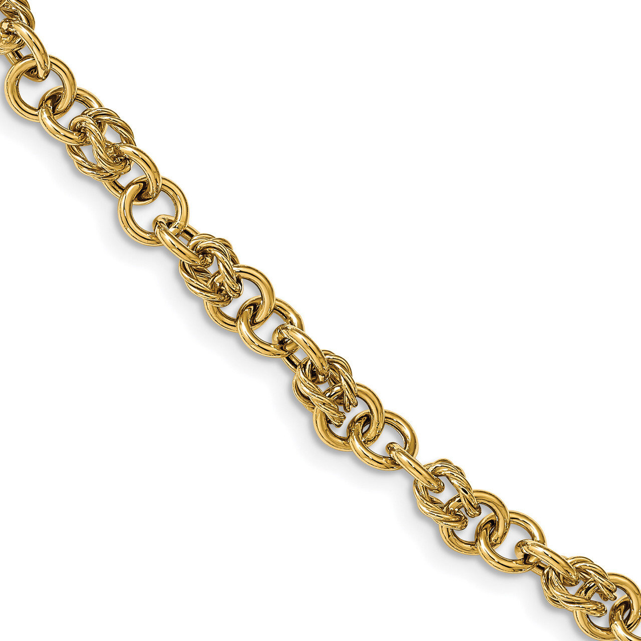 Textured Fancy Link Bracelet 14k Polished Gold HB-LF1192-7.5