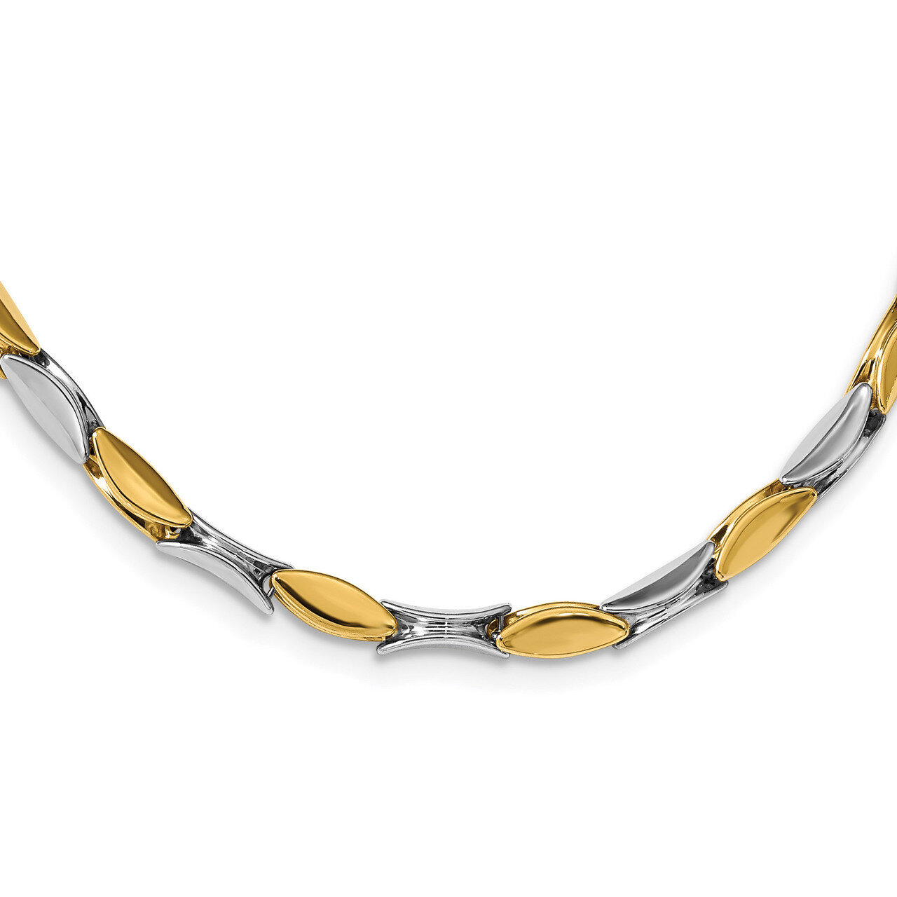 Leslie&#39;s Polished Fancy Link Necklace 14k Two-tone Gold HB-LF1194-17, MPN: LF1194-17, 191101739262