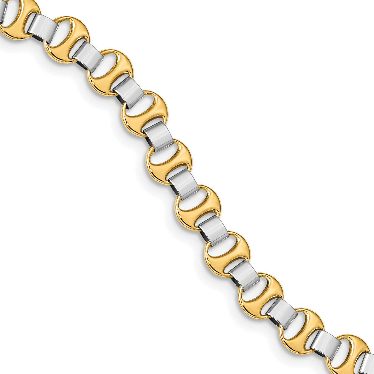 Polished Fancy Link Bracelet 14k Two-tone Gold HB-LF1197-7.5