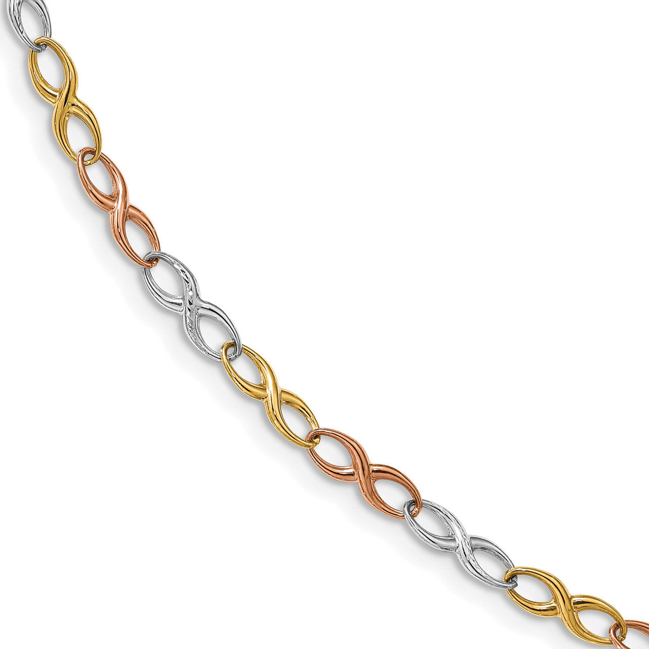 Leslie&#39;s Infinity Symbol Link Bracelet 14K Tri-color Gold Polished HB-LF1198-7.5, MPN: LF1198-7.5, …