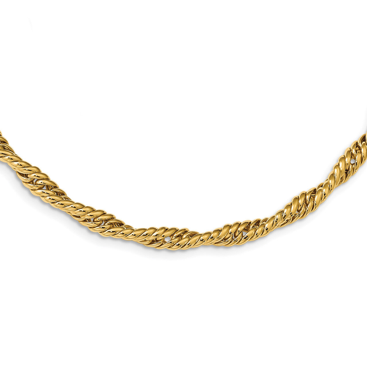 Fancy Link Necklace 14k Gold Polished Twisted HB-LF1201-17.5