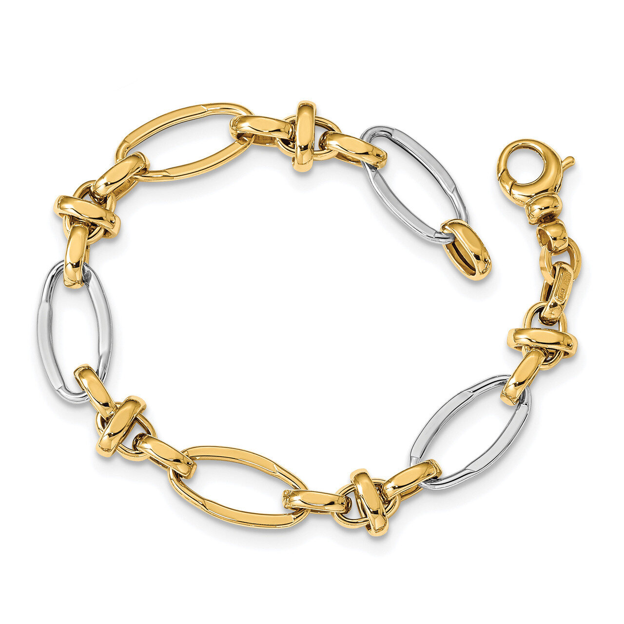 Leslie&#39;s Polished Fancy Link Bracelet 14k Two-tone Gold HB-LF1203-7.75, MPN: LF1203-7.75, 191101744…