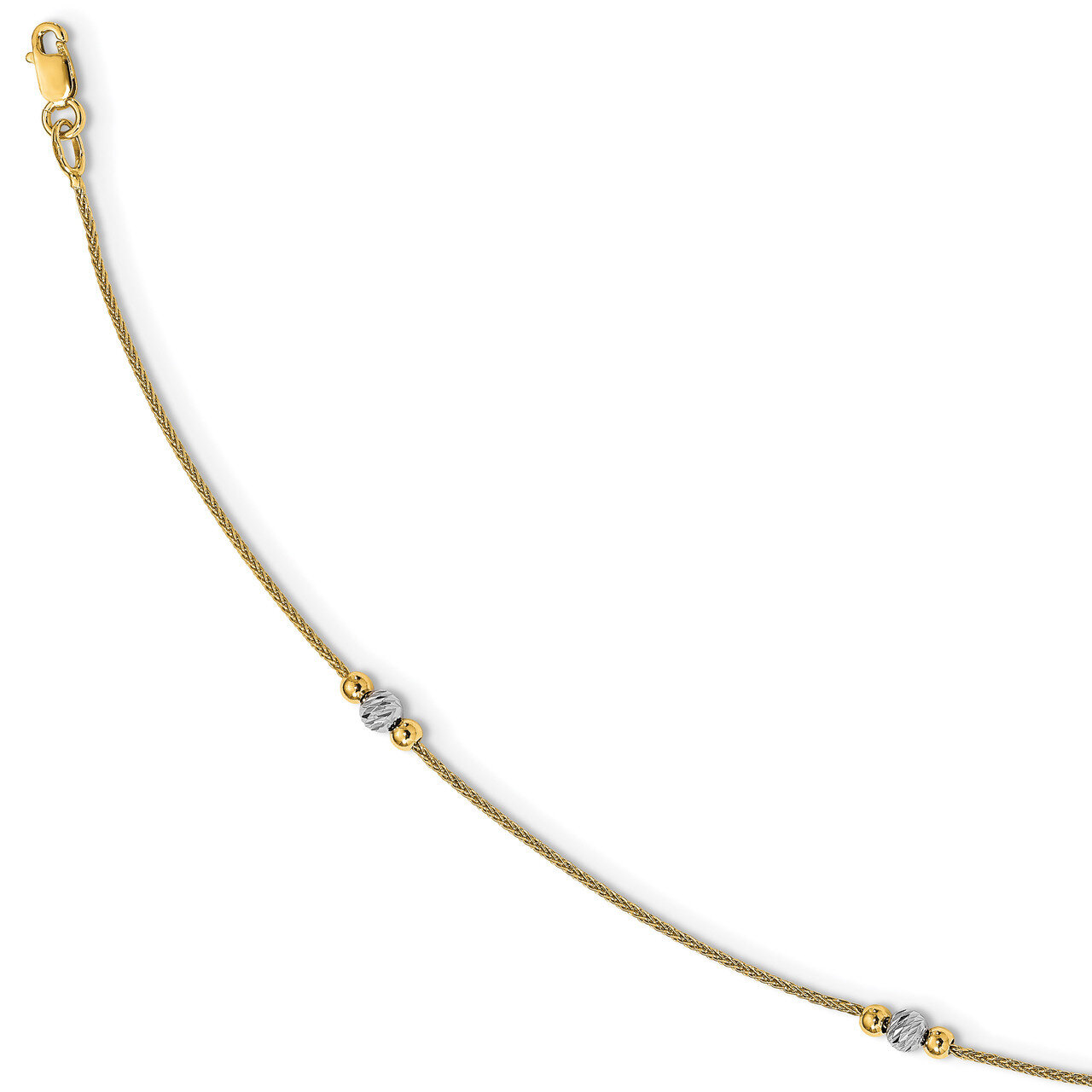 Polished Diamond-cut 1 inch Extender Anklet 14k Two-tone Gold HB-LF1229-10