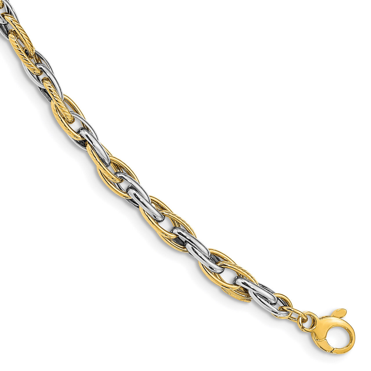 Leslie&#39;s Polished with 0.5 inch extender Bracelet 14k Two-tone Gold HB-LF1239-7.5, MPN: LF1239-7.5,…