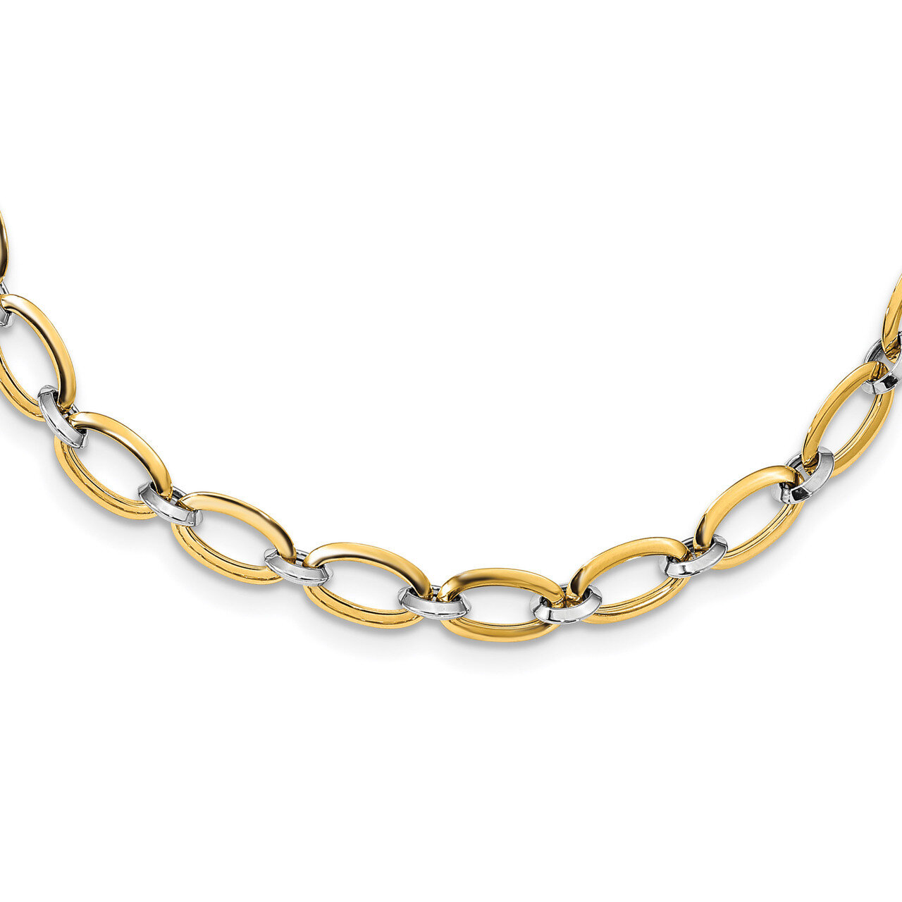 Leslie&#39;s Polished with .25 inch extender Necklace 14k Two-tone Gold HB-LF1240-18, MPN: LF1240-18, 1…