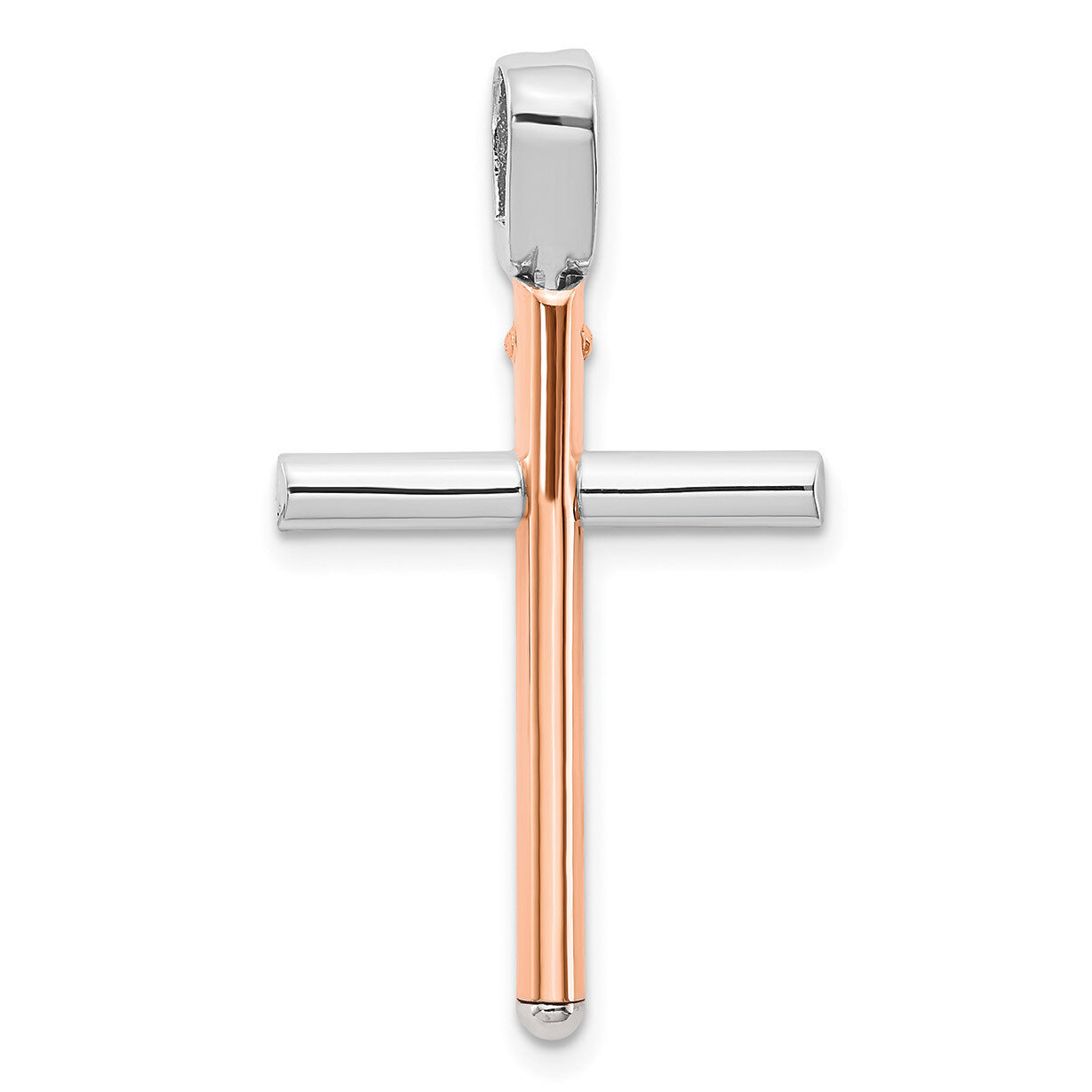 Rose and White Gold Cross Pendant 14k Two-tone Gold HB-LF1266