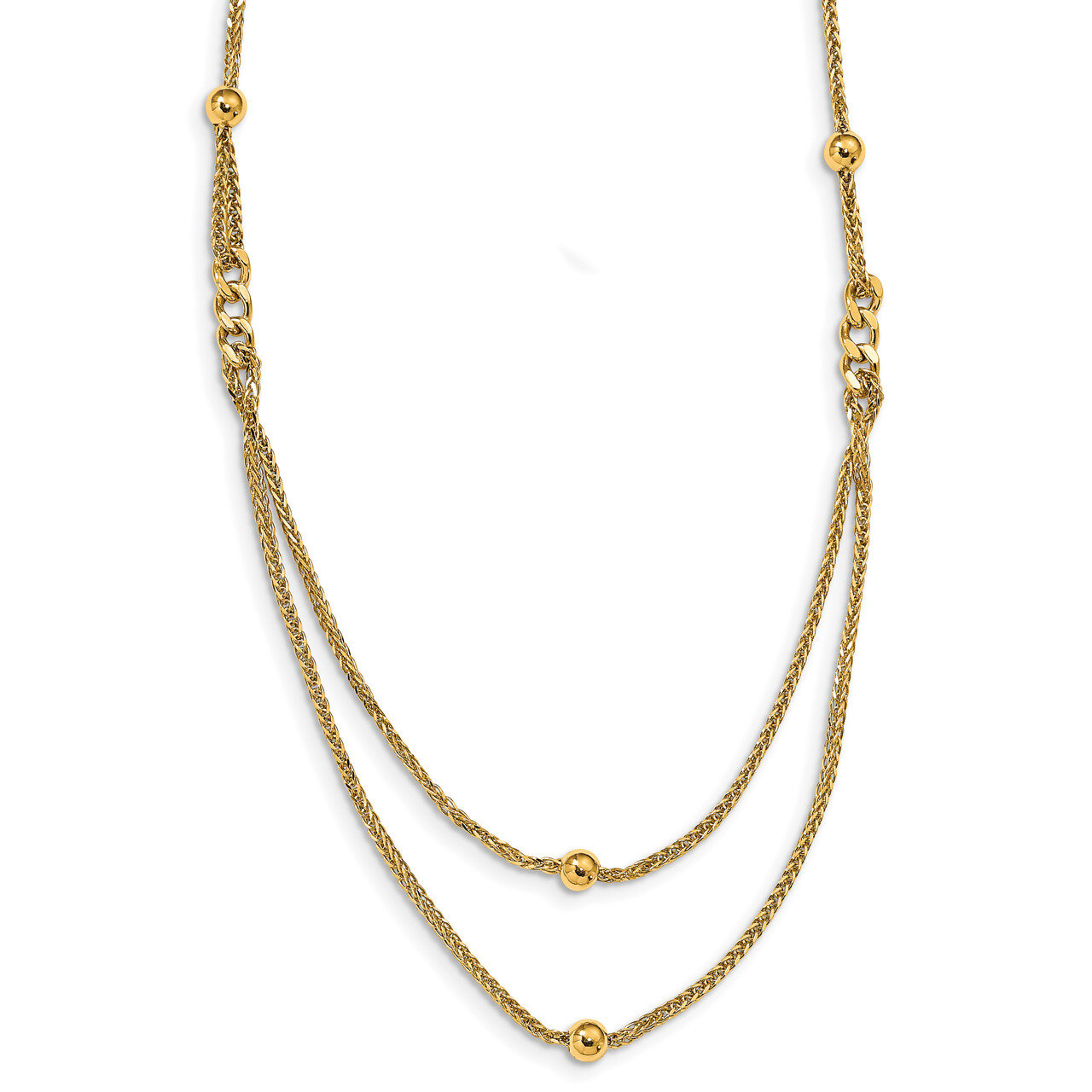 Leslie&#39;s Beaded Layered Necklace 14k Polished Gold HB-LF1273-18, MPN: LF1273-18, 191101739224
