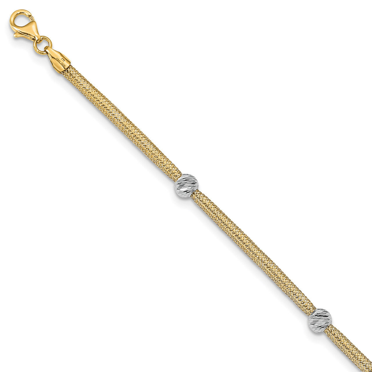 Polished Diamond-cut Mesh Bracelet 14k Two-tone Gold HB-LF1282-7.5