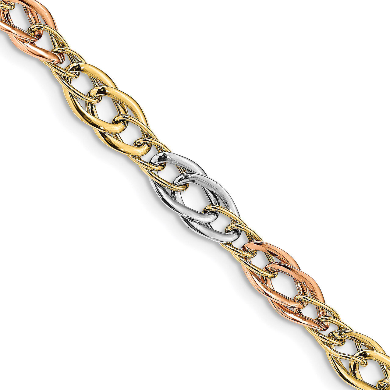 Link Bracelet 14K Tri-color Gold Polished HB-LF1296-7.25