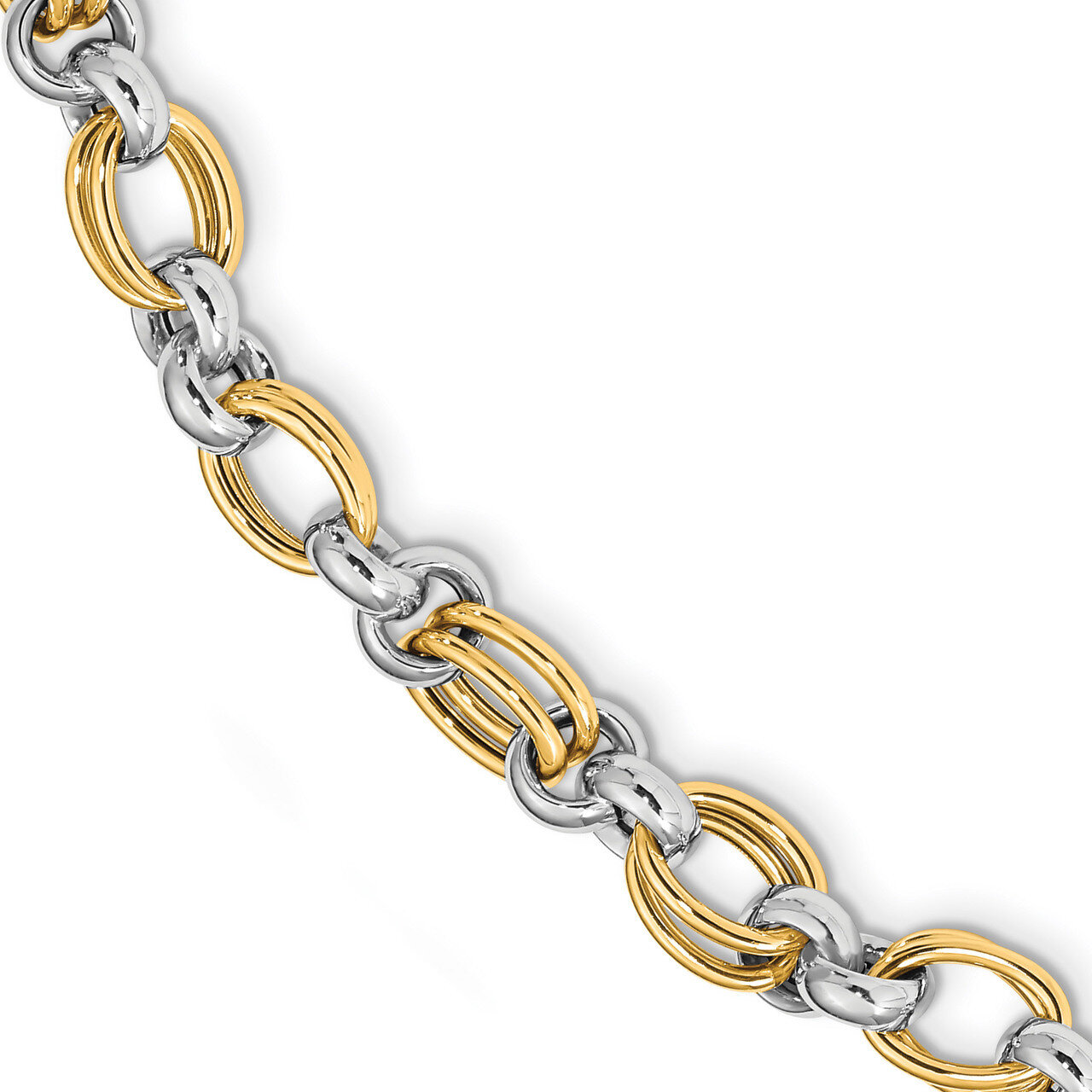 Leslie&#39;s Polished Link Bracelet 14k Two-tone Gold HB-LF1297-7.5, MPN: LF1297-7.5, 191101745249