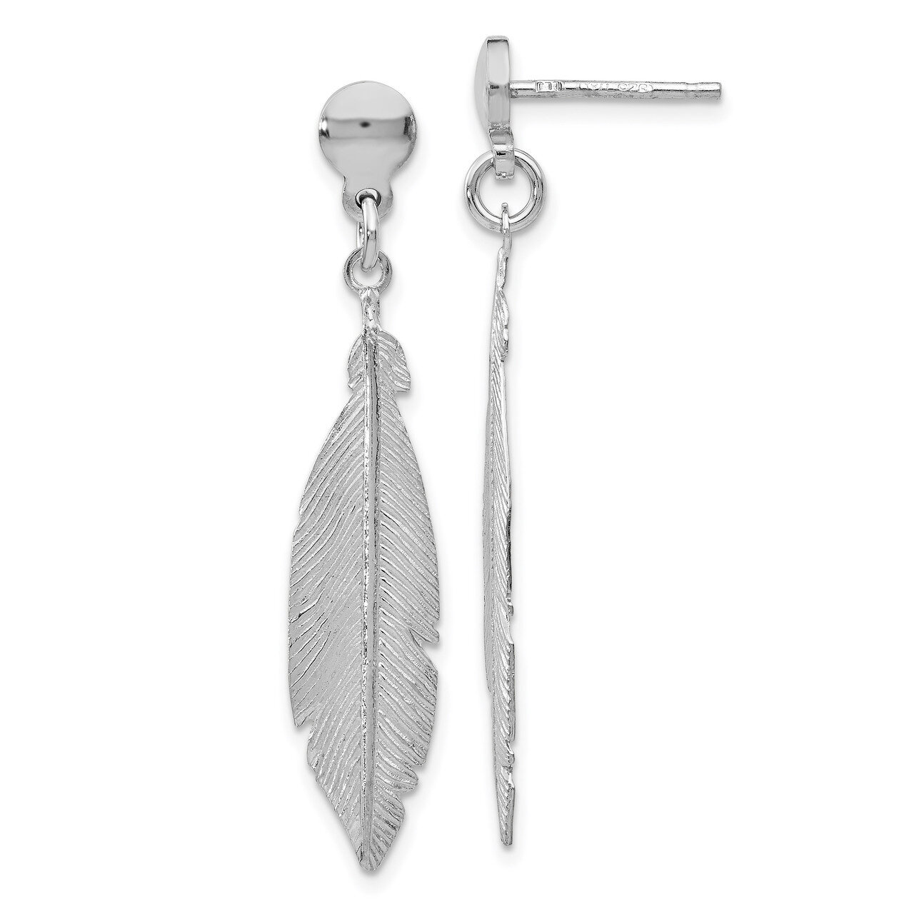 Leslie&#39;s Leaf Post Dangle Earrings Sterling Silver Rhodium-plated HB-QLE1102, MPN: QLE1102, 1911017…
