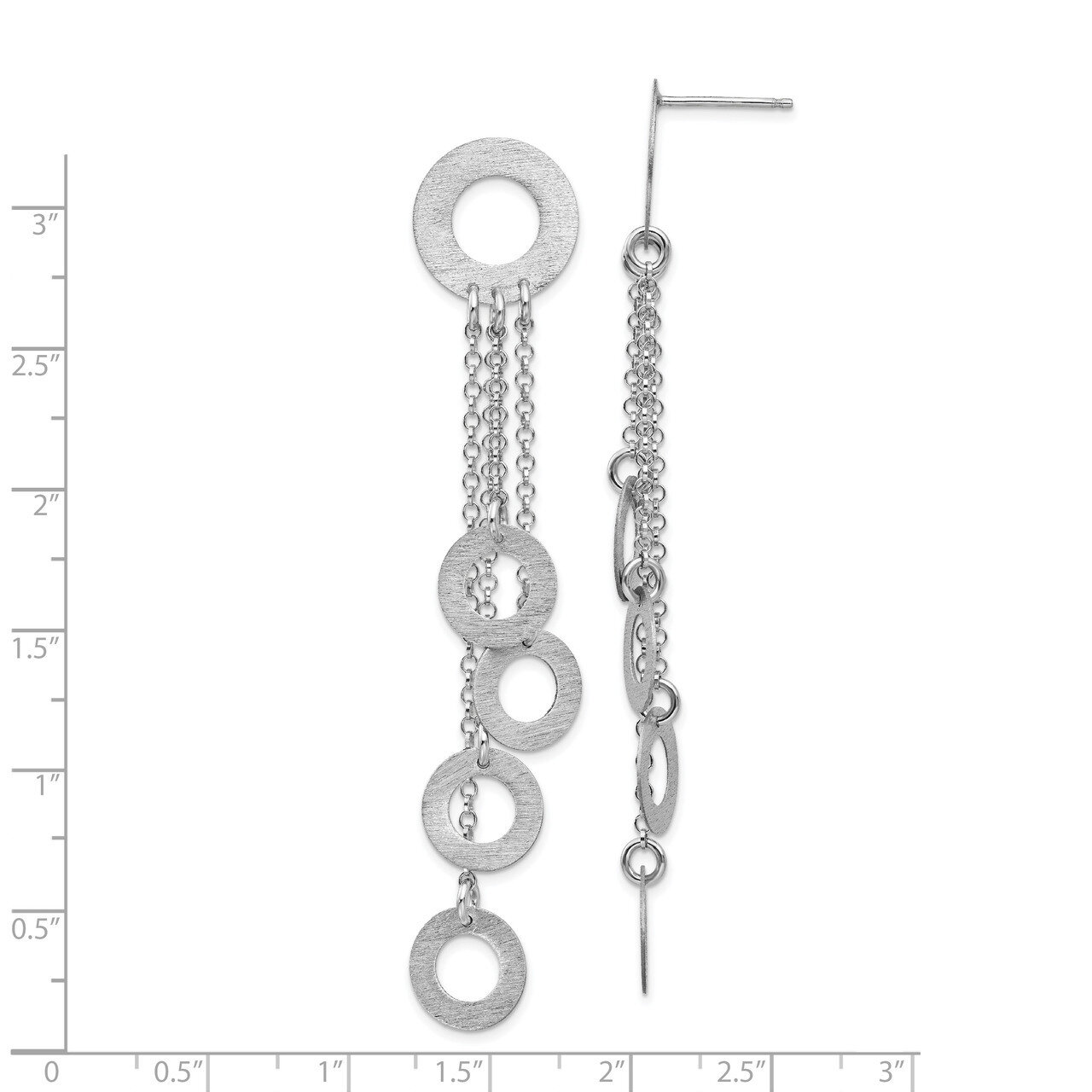 Leslie&#39;s Brushed Polished Post Dangle Earrings Sterling Silver Rhodium-plated HB-QLE1224, MPN: QLE1…