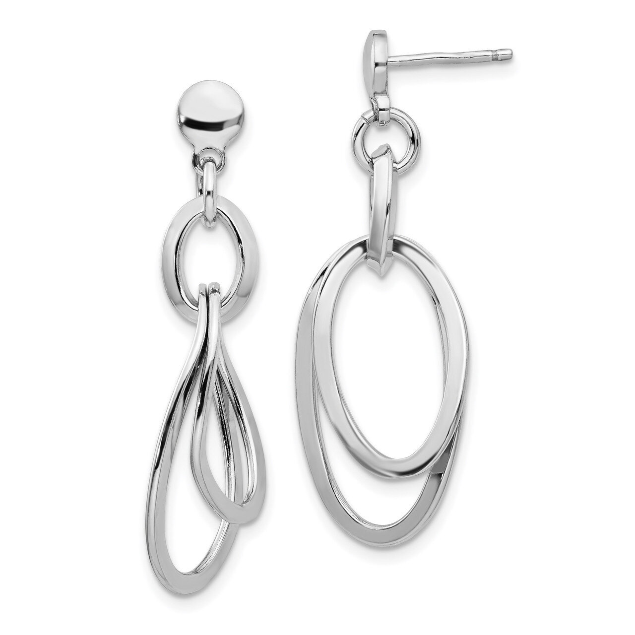 Polished Dangle Earrings Sterling Silver Rhodium-plated HB-QLE1232