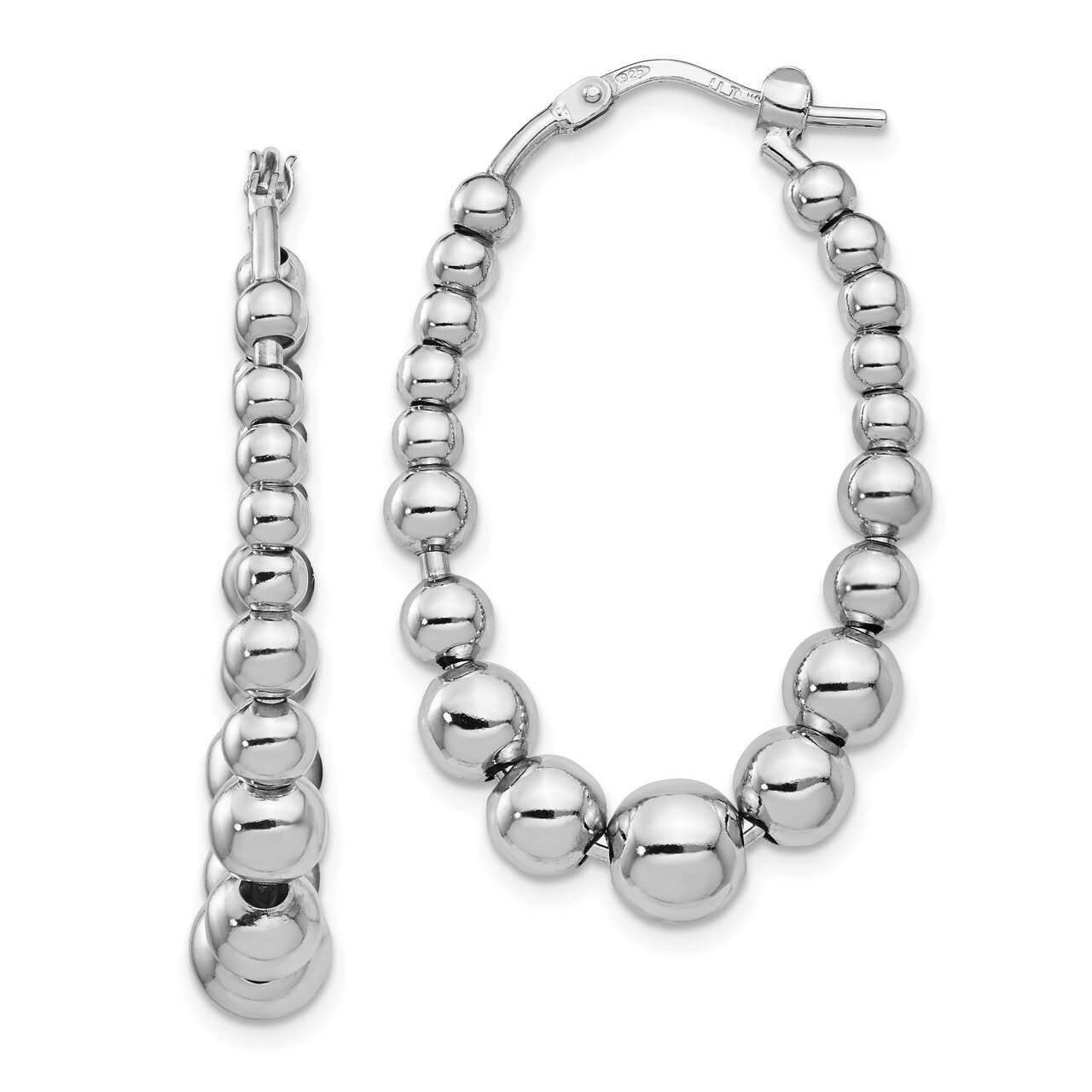 Leslie&#39;s Beaded Hoop Earrings Sterling Silver Polished HB-QLE1244, MPN: QLE1244, 191101879012